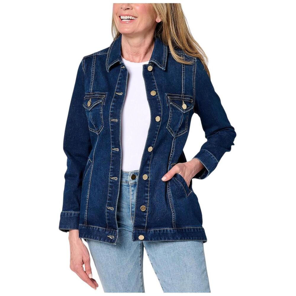 Liverpool Women's Los Angeles High-Lo Shirt Jean Jacket Rosario Drk - Regular